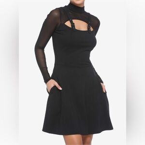 Hot Topic Black Mesh & Buckle Strap Dress